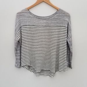 LOFT oversized gray striped top small
